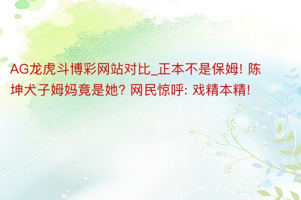 AG龙虎斗博彩网站对比_正本不是保姆! 陈坤犬子姆妈竟是她? 网民惊呼: 戏精本精!