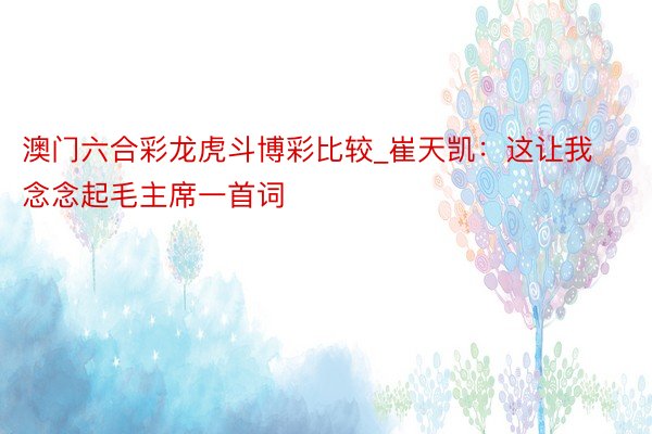 澳门六合彩龙虎斗博彩比较_崔天凯：这让我念念起毛主席一首词