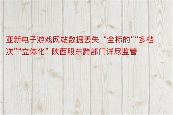 亚新电子游戏网站数据丢失_“全标的”“多档次”“立体化” 陕西股东跨部门详尽监管